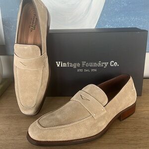 Men's Vintage Foundry Co. Davis Beige Suede Penny Loafers Size 11M